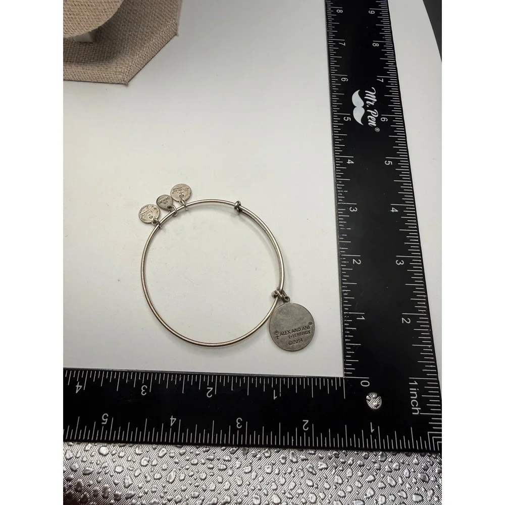 Alex and Ani Initial G Charm Bangle Bracelet‎ Rafaelian Silver Finish Expandable